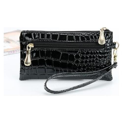 100pcs/lot female long solid wallet female double zipper pu leather coin card purse