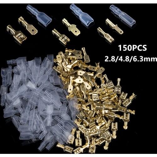 150/60/30PCS 2.8/4.8/6.3mm Insulated Spade Wire Connectors Female & Male Crimp Terminal Set Electrical Cable Crimp Terminal