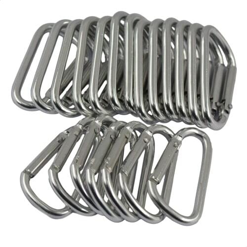 20pcs D-Ring Aluminum Carabiner Key Hook Keychain Holder Clip Outdoor Sports