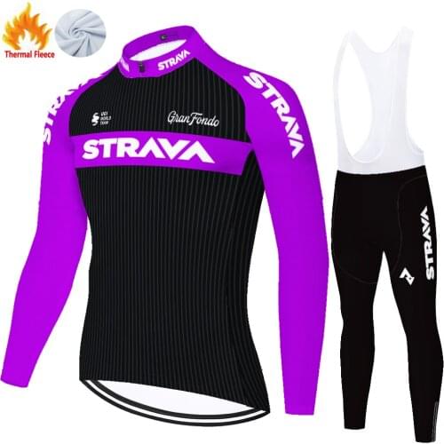2021 STRAVA cycling jersey set ​Winter Thermal Fleece warm bike clothes long sleeve ropa ciclismo ​20D badana ciclismo hombre
