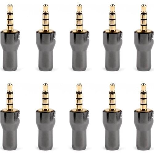 Artudatech 10Pcs 3.5mm Stereo 4Pole Male Jack Plug Audio Connector Solder For Headphone Budweiser Adapter
