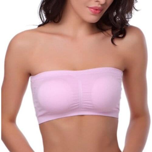 Seamless Tube Top For Women Bandeau Crop Bra Girls Strapless Padded Bralette Womens Underwear