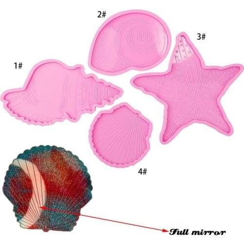 Household Coaster Epoxy Mould Starfish Shell Conch Set Marine Series Full Mirror Resin Mould Table Decoration Resin Epoxy Kit