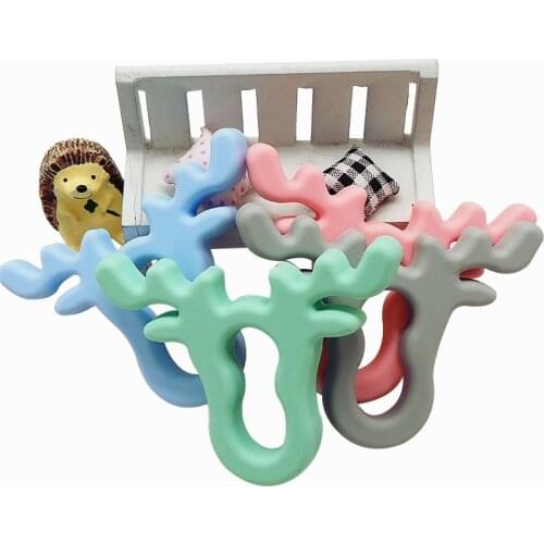 Chenkai 10PCS BPA Free DIY Silicone Baby Animal Antlers Pacifier Teether Deer Head Sensory Pendant Toy Accessories Food Grade