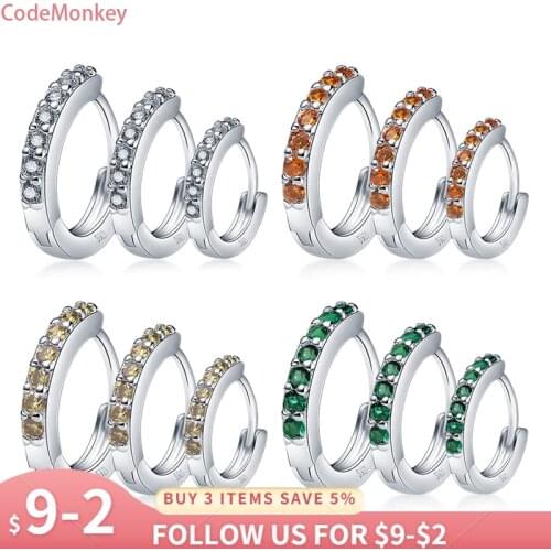 CodeMonkey Hot Sale 925 Silver 4 Colors Crystal Circle Earring For Women Making Jewelry Gift Wedding Party Engagement E024
