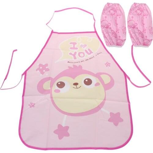 1 Set Kids Apron Sleeves Children Painting Kitchen Cooking Waterproof Protection