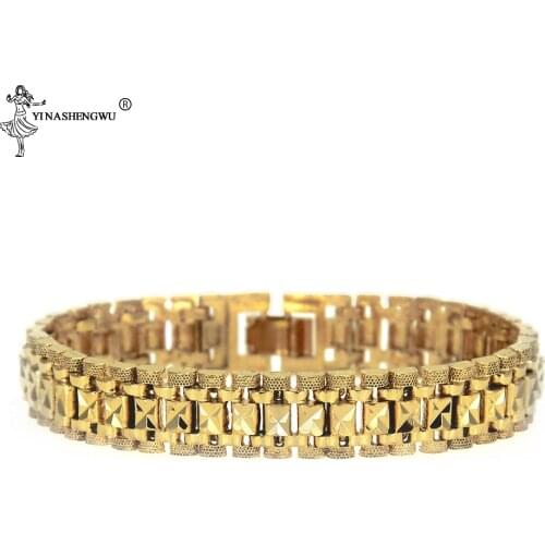 Hip Hop Bling Iced Out Boy Men 's Rapper Bracelet Full Rhinestone Pave hawks Gold Color Miami Cuban Link Chain Bracelets Jewelry