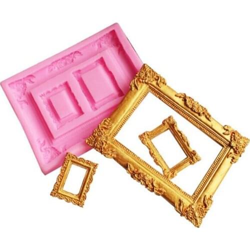 Classic Retro Photo Frame DIY Fondant Cake Biscuit Clay Epoxy Plaster Decoration Modeling Tool Handmade Silicone Mold
