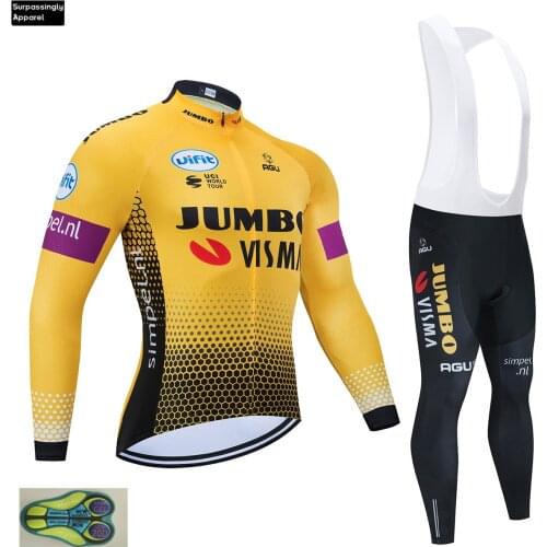 2020 JUMBO VISMA Pro UCI Teams QUICK Step Cycling Sets 20D Bike Clothing Bicycle Wear Autumn Long Sleeve Cycling Jerseys Sets