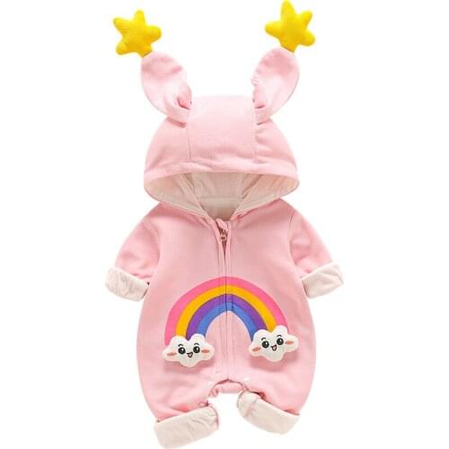 Baby Girl Romper Spring Jumpsuit Hooded Rainbow Clothes Baby Clothing Newborn Baby Infant Overalls Autumn Jacket For Baby Coat