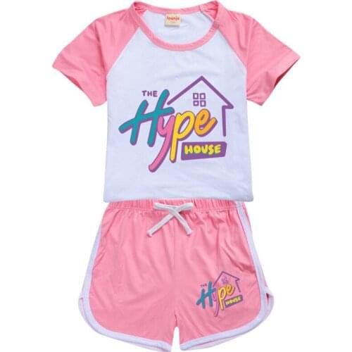 Charli Damelio Kids Clothes Set Two Piece T-shirt + Shorts Pants The Hype House Flower Ice Coffee Sportswear Home Wear for Girls