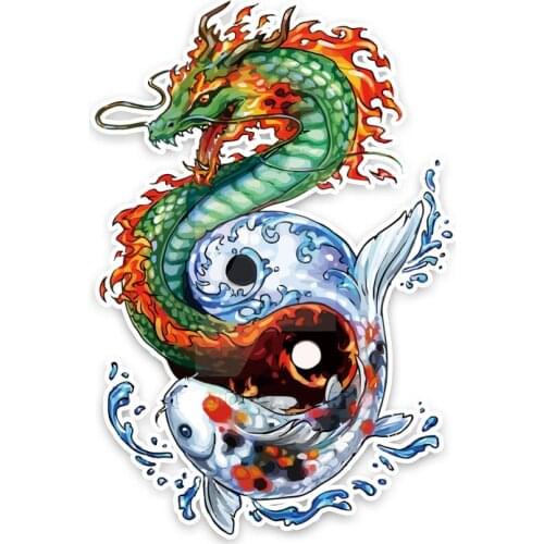 Creative Dragon Fish Dazzle Color Car Stickers Pvc Personality Fashion Auto Body Window Waterproof Decals Beautifully Decorate
