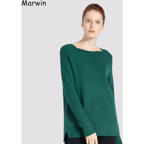 Marwin 2021New Coming Spring Tops Solid O-Neck Loose High Street Style Sweaters Wool Warm Soft Female Kintwear