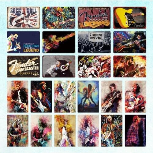 Music Metal Poster Plaque Metal Vintage Rock N Rool Metal Sign Tin Sign Wall Decor For Bar Pub Club Man Cave Iron Painting