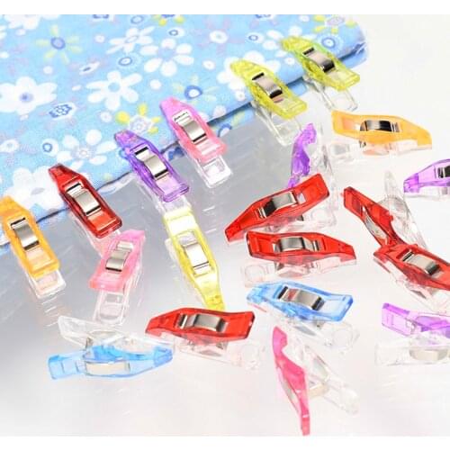 100 pcs Mini Sewing Plastic Clips Patchwork Fabric Quilting Supplies High Quality sewing Clip 27*7*12mm