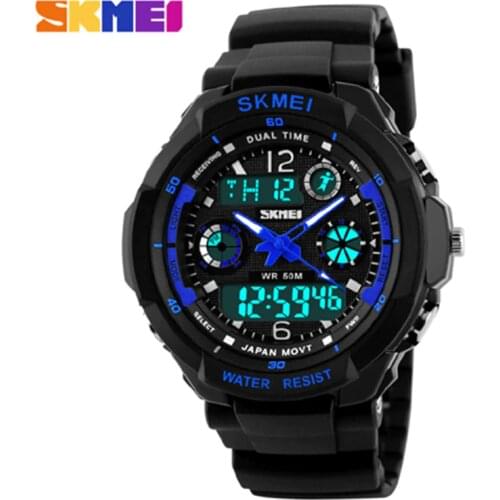 New S-Shock Brand Mens Sports Watches Fashion Casual Watch Quartz Wristwatch Analog Military LED Digit Watch Montre Homme Skmei