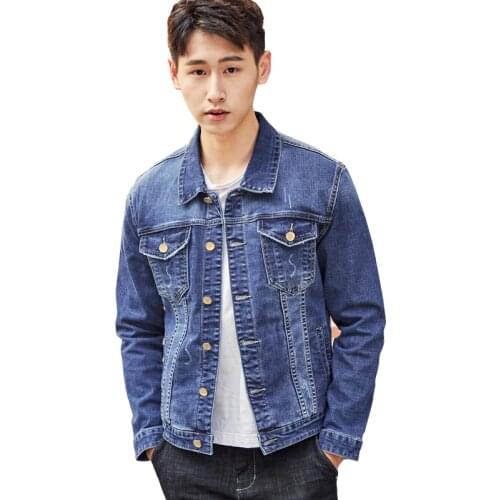 Solid Casual Slim Mens Denim Jacket Plus Size 3XL Bomber Jacket Men High Quality Cowboy Mens Jean Jacket Chaqueta Hombre