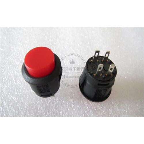 Original new 100% R13-523 round button reset switch 4pin with lamp button self-resilient power switch 3A125VAC 1.5A250VAC