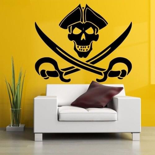 Pirate Flag Monster Skull Removable Wall Stickers for Halloween Home Living Room Art Decoration Vinyl Wall Decals Poster YY193