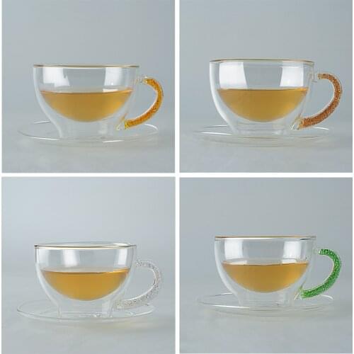 Oh Trend Colorful Christmas Mugs Clear Double-walled Glass Crystal Color Diamond Handle Cups Of Tea Kitchen Coffee And Tea Mugs