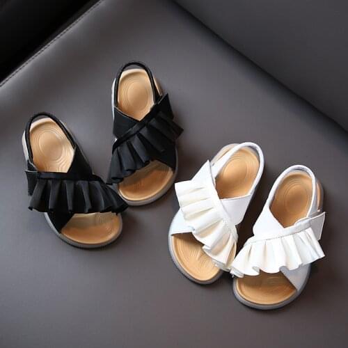 Childrens shoes Ruffled girls sandals princess shoes summer new childrens shoes baby shoes soft bottom non-slip sandals