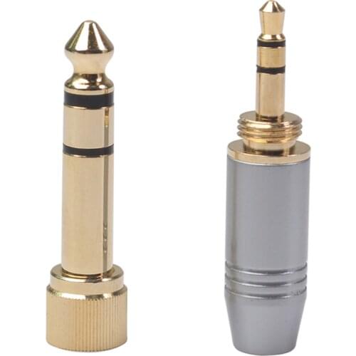 6.35mm Male to 3.5mm Female Plug with 3.5mm Screw Jack Headphone Audio Adapter Audio Video Cable Adapter Locking Cable