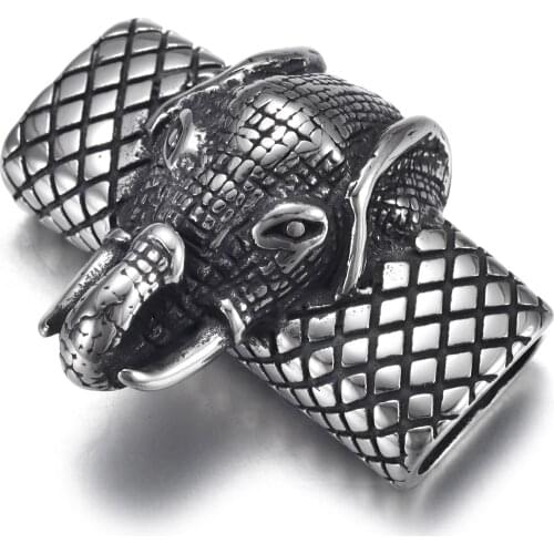 316L Stainless Steel Slider Beads Elephant Polished 12x6mm Hole Bead Slide Charm Accessories for DIY Bracelet Jewelry Making