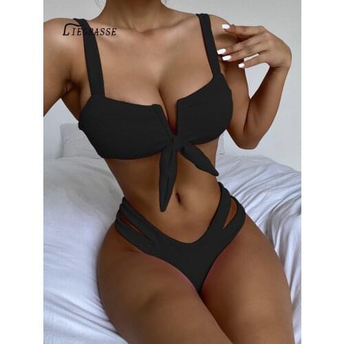 Sexy Bikini Mujer 2021 Female Swimsuit High Waist Swimwear Women Solid Bikini Set Two Pieces Swimsuit Bathing Suit Beachwear