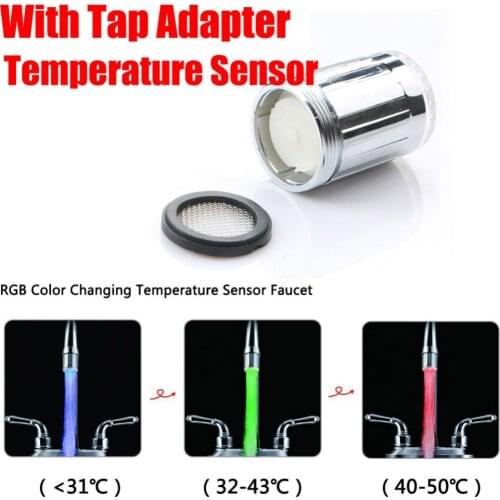 Luminous LED Water Faucet Shower Tap Basin Water Nozzle Bathroom Kitchen Heater Faucets Thermostat Color Lamp