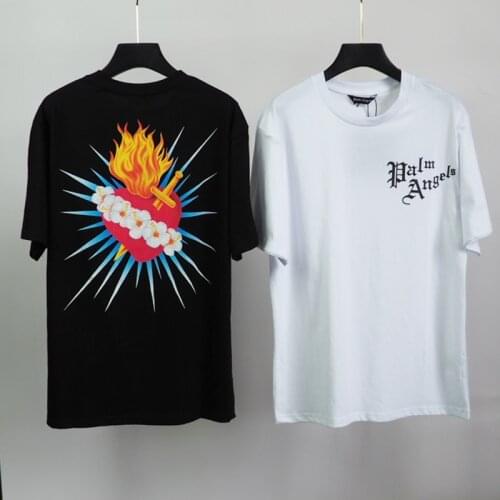 Palm Angels 22SS Letter Logo Loose Casual Round Neck Short Sleeve T-shirt MenWomen Lovers Couple Style Fashion t-shirt
