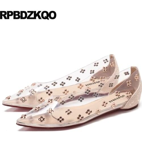 Flats beautiful designer shoes women luxury 2018 pointy pointed toe china crystal transparent latest diamond slip on rhinestone