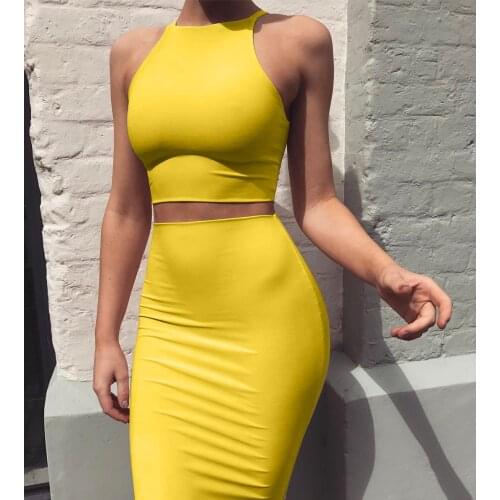 2021 summer womens round neck sleeveless suit skirt slim two-piece vest dress