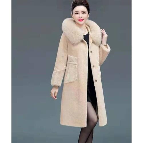 Woman Real Fox Fur Coat Female Mid-Length 2021 Winter Close-Fitting Leather Fur Leather Fur Coat Ladies Thickened Outwear Q246