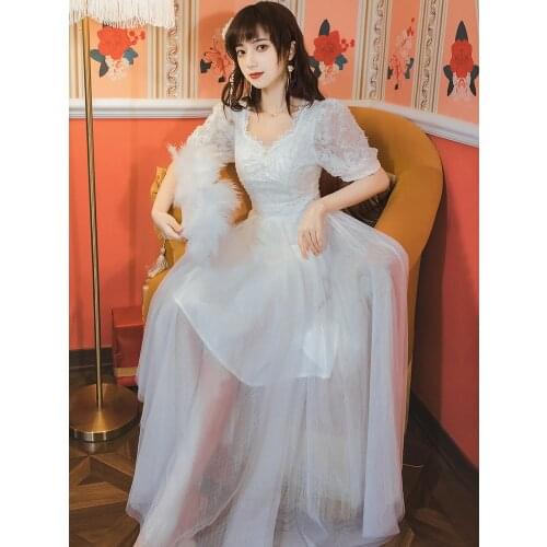 French Palace Style Fashion Retro Dress Lace Mesh Yarn Beaded Square Neck Fairy Dress Vacation Robe Femme Summer