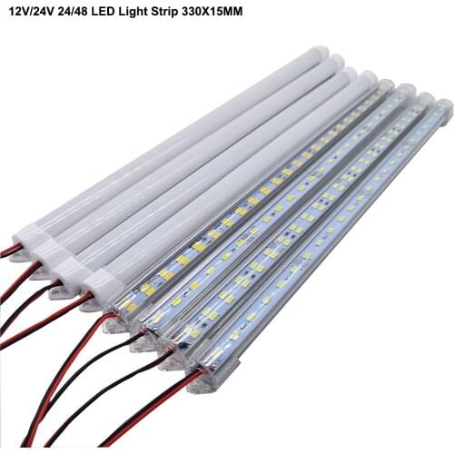 1PCS 12V/24V 24/48 LED Light Strip 330X15MM Hard Rigid Tube Bar Lamp IP65 Waterproof 5730-led bead Lights Strips For DIY