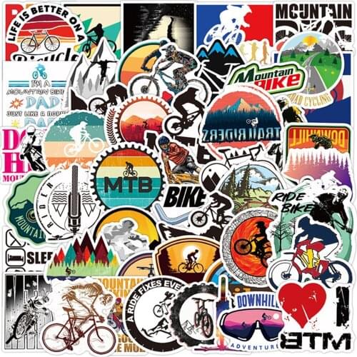 50PCS Mountain Bike Stickers Waterproof Outdoor MTB Bicycle Sticker Cool For DIY Laptop PC Phone Skateboard Luggage Pegatinas