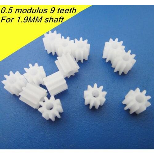 10PCS 0.5M 9T 0.5 modulus 9 teeth,For 1.9MM motor shaft,DIY robot model accessories,Four drive plastic gears