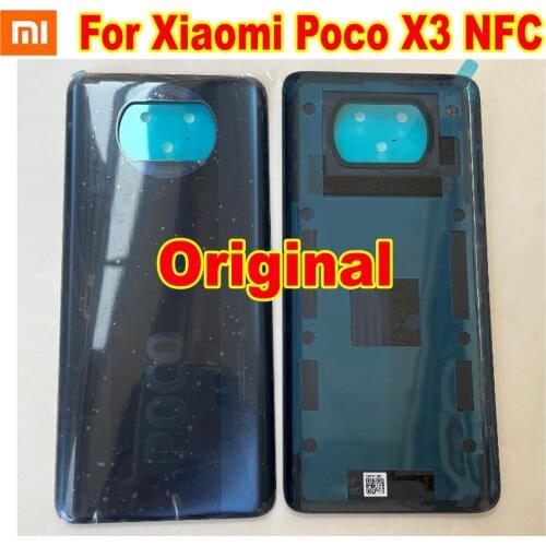 100% Original Battery Back Cover Housing Door Rear Case For Xiaomi Poco X3 NFC M2007J20CG with Adhesive Shell 6.67" Phone Lid