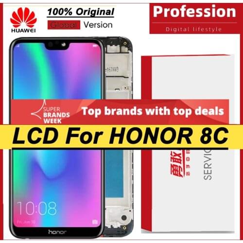 100% Original 6.26'' LCD + Frame for Huawei Honor 8C Display Touch Screen Digitizer Honor Paly 8C BKK-AL10 BKK-L21 Repair Parts