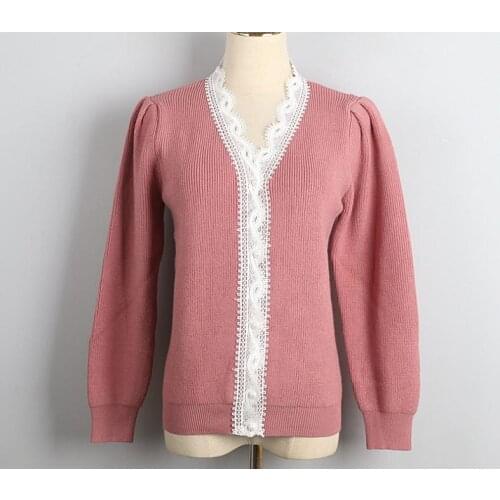 1030 2020 Autumn Free Shipping Sweater V Neck Long Sleeve Kint Cardigan Fashion Womens Clothes DL