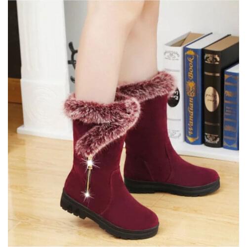 2020New Hot Winter Children Boots Flock Ladies Fashion Zipper Snow Boots Shoes Thigh High Suede Sweet Slip-On Mid-Calf Boots