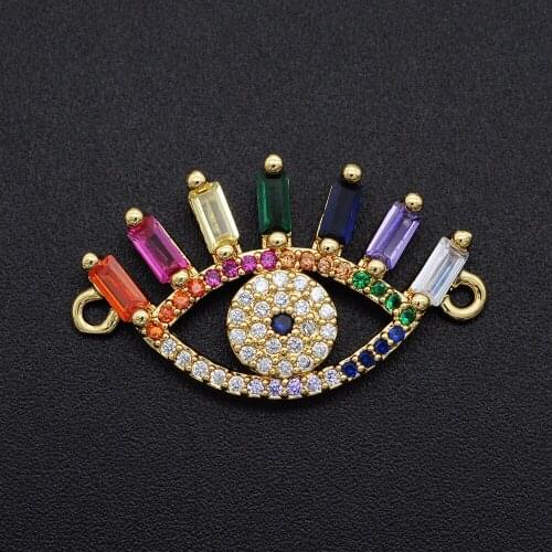 26x15mm CZ Zircon DIY Jewelry Evil Eye Charm Connectors Wholesale Custom Orders Welcome Fashion Jewelry Accessories