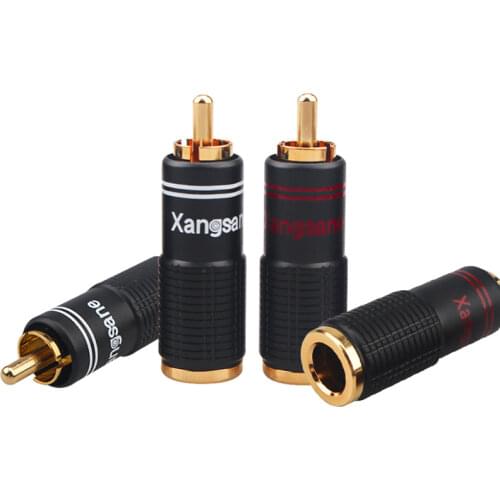 8Pcs Pure Copper Gold-Plated RCA Audio DIY Amplifier Speaker Signal Cable Plug