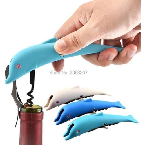 50pcs High Quality Creative Dolphin Cork Screw Corkscrew MultiFunction Wine Bottle Cap Opener Beer Bottle Opener