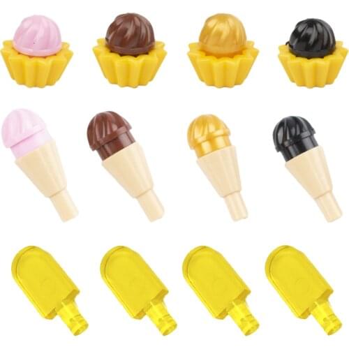 City Accessories Building Blocks Dinner Party Food Ice Cream Cake Friends Figure Parts Assemble Bricks Toys for Children