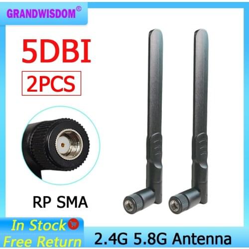 2pcs 2.4GHz 5GHz 5.8Ghz Antenna 5dBi RP-SMA Connector Dual Band wifi Antena aerial SMA female wireless router 2.4 ghz 5.8 ghz