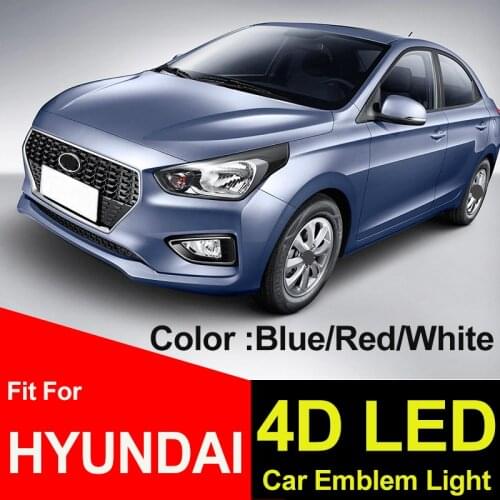 4D Car Emblem Light Badge Cvoers Auto Logo Lamp Accessory for VERNA Elantra SONATA YTUCSON ACCENT IX35 I30 TUCSON GENESIS COUPE