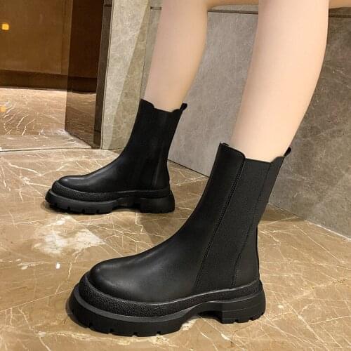 Shoes Lolita Boots Luxury Designer Booties Woman 2021 Low Heel Round Toe Boots-women Winter Footwear Mid Calf Fashion