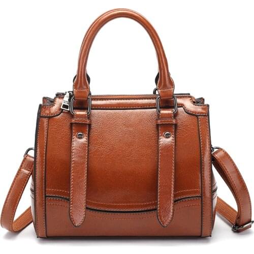 Brand Womens Genuine Leather Handbag Fashion Female Big Tote Shoulder Bags High Quality Top-Handle Bagsfemale crossbody bag T49