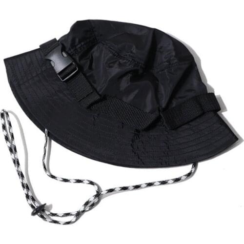Quick-dry Windproof Rope Bucket Hat Ladies Women Men Sun Wide Brim Fishing Hat Fisherman Cap Panama Pop Hip Hop Harajuku Hunting